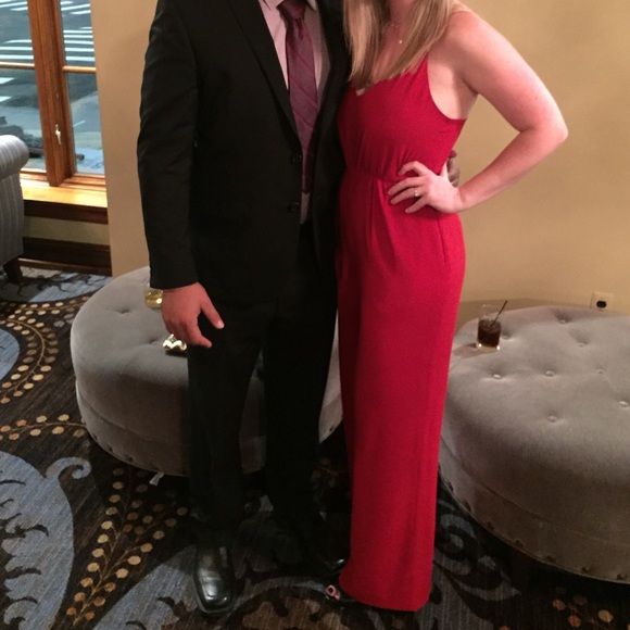 Jill Stuart Red Wide Leg Belted Jumpsuit - Picture 8 of 8